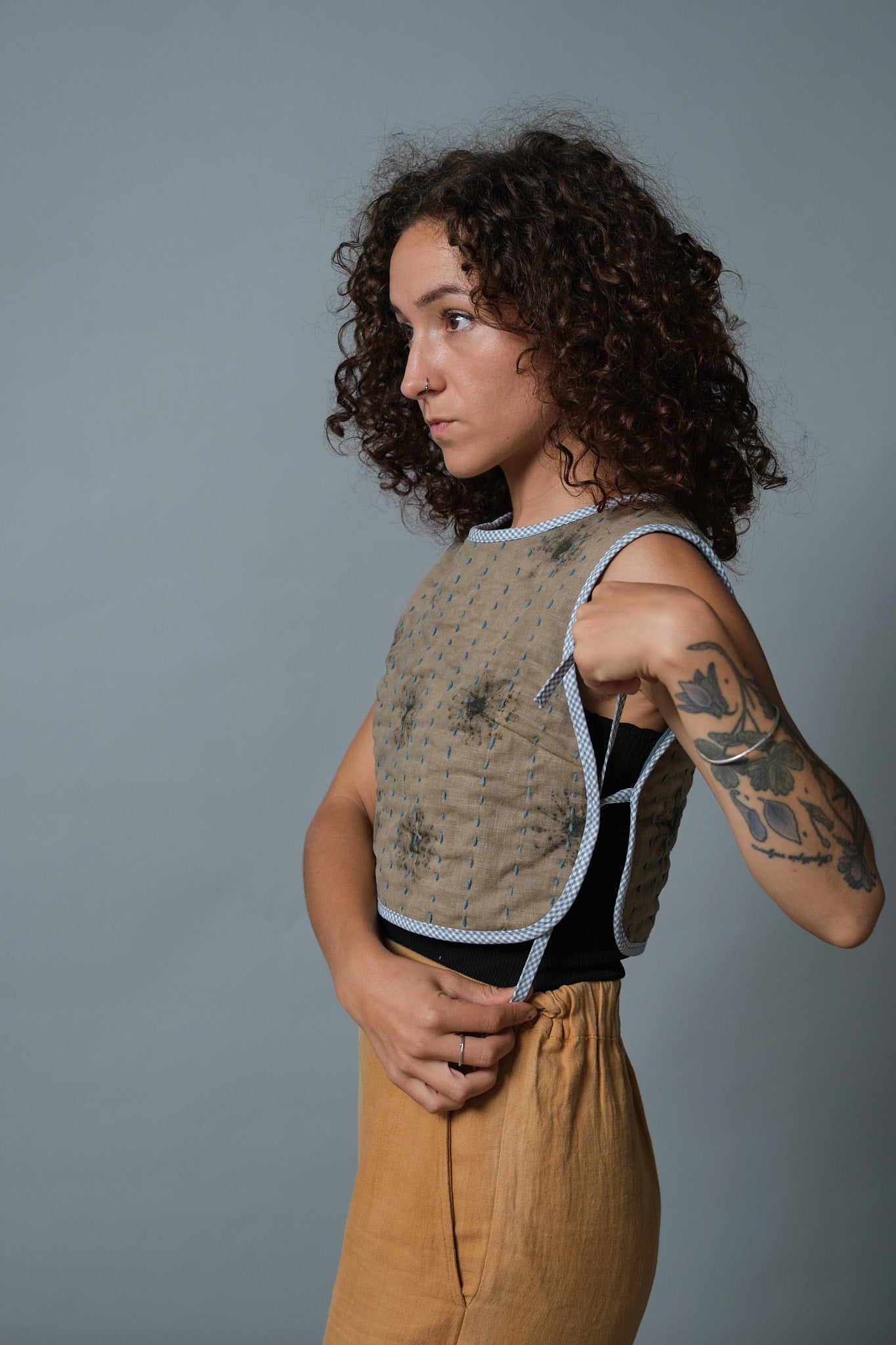 Quilted Vest Daisies & Indigo